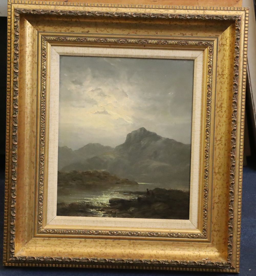 Leopold Rivers (1852-1905), pair of oils on canvas, Loch Scenes, one signed, 29 x 23cm